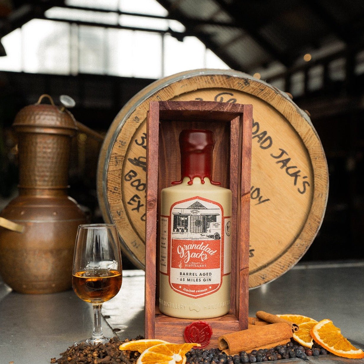 Barrel Aged 65 Miles Gin (2024) - Granddad Jack's Craft Distillery